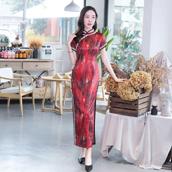 ethnic clothing traditional chinese wedding dresses women oriental lady banquet short sleeve lace trim qipao elegant classic slim long cheon, Red
ethnic clothing traditional chinese wedding dresses women oriental lady banquet short sleeve lace trim qipao elegant classic slim long cheon, Red