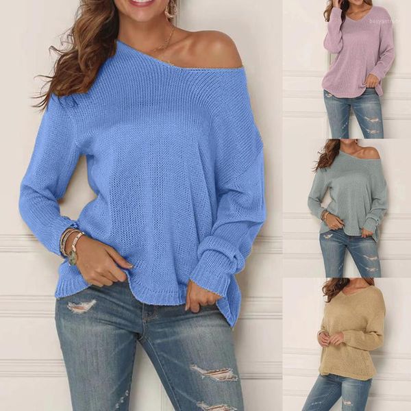 women's sweaters womens 2021 winter ladies pullover loose long sleeve sweater blouse knitwear women knitted#31, White;black