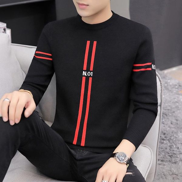 men's sweaters 2021 autumn winter casual mens sweater o-neck striped slim fit knittwear fashion pullovers men, White;black
men's sweaters 2021 autumn winter casual mens sweater o-neck striped slim fit knittwear fashion pullovers men, White;black
