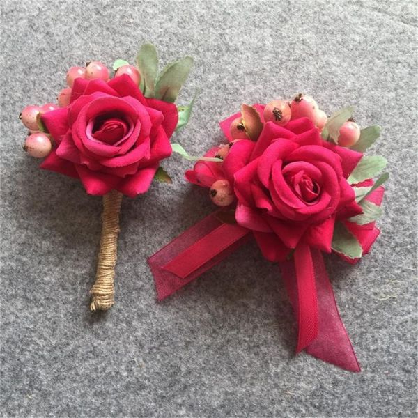 decorative flowers & wreaths fushia bride wrist corsage groom boutonniere artificial hand wedding bouquet accessories party suit decoration
decorative flowers & wreaths fushia bride wrist corsage groom boutonniere artificial hand wedding bouquet accessories party suit decoration