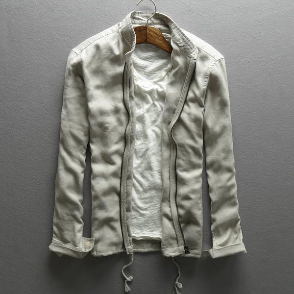 men's jackets 2021 autumn linen jacket mandarin collar slim casual men beige gray dark blue thin outerwear for solid, Black;brown
men's jackets 2021 autumn linen jacket mandarin collar slim casual men beige gray dark blue thin outerwear for solid, Black;brown