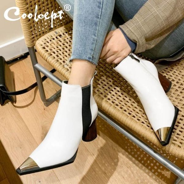 coolcept women ankle boots genuine leather winter shoes for women pointed toe office ladies high heels boots size 34-39, Black
coolcept women ankle boots genuine leather winter shoes for women pointed toe office ladies high heels boots size 34-39, Black