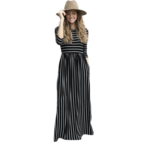 plus size vintage black white striped print long women dress 2020 autumn tunic pocket o neck maxi floor-length office vestidos, Black;gray
plus size vintage black white striped print long women dress 2020 autumn tunic pocket o neck maxi floor-length office vestidos, Black;gray