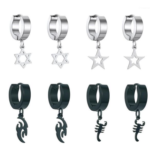 1pair european stainless steel men's hoop earrings for women hip hop insect scorpion star cross earring woman jewelry e4531, Golden;silver
1pair european stainless steel men's hoop earrings for women hip hop insect scorpion star cross earring woman jewelry e4531, Golden;silver