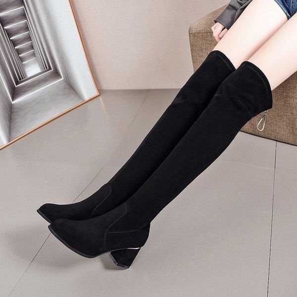 boots slim black over the knee women shoes 2021 thigh high heels winter long with heels1