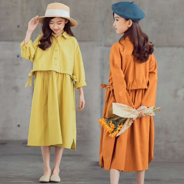 two girls' 2021 spring new fake piece mori women's tie bow lapel long sve parent child drs fashion, Red;yellow
two girls' 2021 spring new fake piece mori women's tie bow lapel long sve parent child drs fashion, Red;yellow