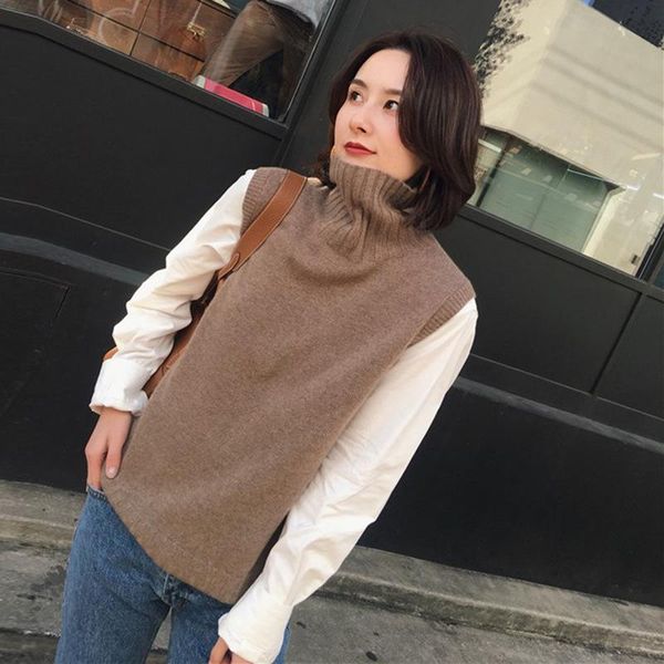2021 autumn dress new casual women's high-necked wool knit sweater set head sweater sleeveless vest loose, Black;white
2021 autumn dress new casual women's high-necked wool knit sweater set head sweater sleeveless vest loose, Black;white