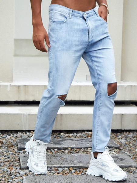 men ripped light wash jeans p6du#, Blue
men ripped light wash jeans p6du#, Blue