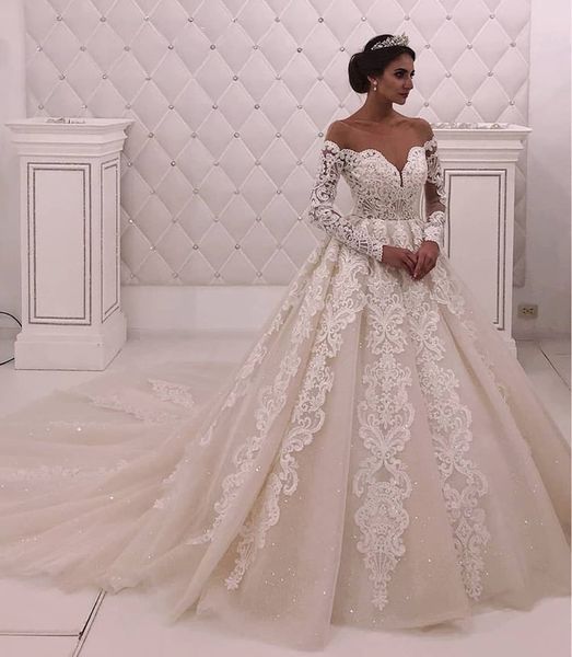 elegant dubai lace wedding dresses illusion full sleeves bead puffy bridal gowns shiny wedding dress robe de mariee 2019 bridal dresses, White
elegant dubai lace wedding dresses illusion full sleeves bead puffy bridal gowns shiny wedding dress robe de mariee 2019 bridal dresses, White