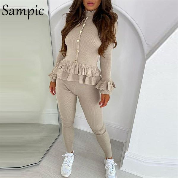 sampic tracksuit women skinny pants set long sleeve knitted ruffles turtleneck t shirt and biker pants two piece set outfit, Gray
sampic tracksuit women skinny pants set long sleeve knitted ruffles turtleneck t shirt and biker pants two piece set outfit, Gray