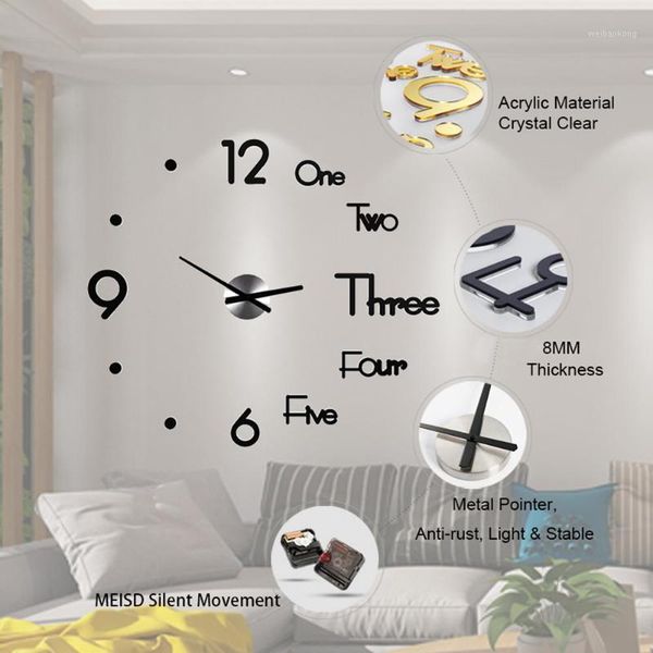 wall clocks diy large clock modern design 3d sticker silent home decor living room acrylic quartz horloge for decor1
wall clocks diy large clock modern design 3d sticker silent home decor living room acrylic quartz horloge for decor1