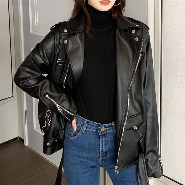 rosetic motorcycle faux leather jacket women pu coats autumn winter jackets oversize belt zipper gothic black 201030
rosetic motorcycle faux leather jacket women pu coats autumn winter jackets oversize belt zipper gothic black 201030