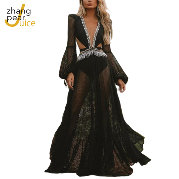elegant women a line long dress long sleeve maxi dress casual female hollow out party vestidos, Black;gray
elegant women a line long dress long sleeve maxi dress casual female hollow out party vestidos, Black;gray