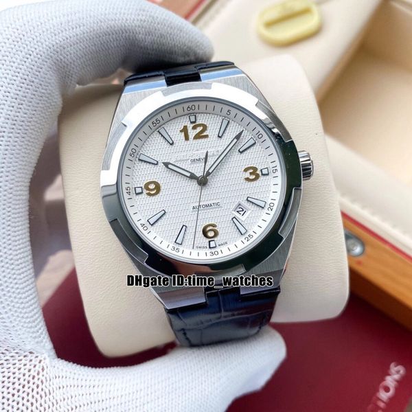 new 42mm date mens watch overseas 47040 white dial automatic men's watch leather strap gents sport watches, Slivery;brown
new 42mm date mens watch overseas 47040 white dial automatic men's watch leather strap gents sport watches, Slivery;brown