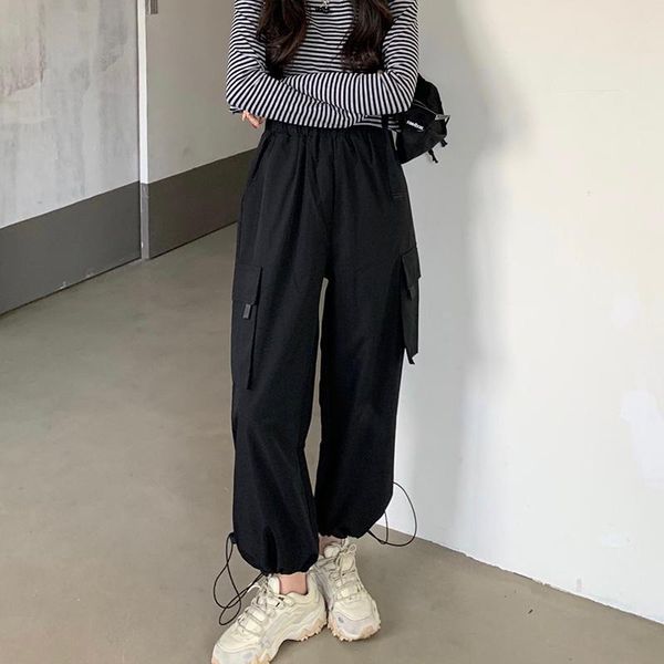 women's pants & capris autumn tooling style high waist elastic drawstring loose feet slim long women 2021 female, Black;white
women's pants & capris autumn tooling style high waist elastic drawstring loose feet slim long women 2021 female, Black;white