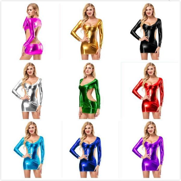 candy color pu faux leather shiny dress long sleeve hollow out backless low cut sexyy wetlook stage dance dress clubwear, Black;gray
candy color pu faux leather shiny dress long sleeve hollow out backless low cut sexyy wetlook stage dance dress clubwear, Black;gray