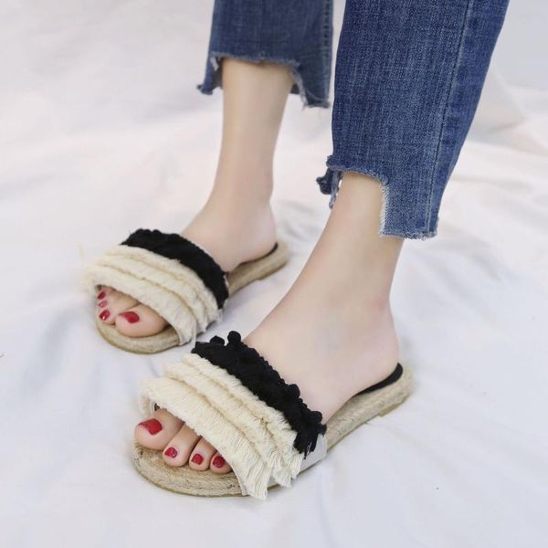 slippers bohemia summer women shoes tassel mixed color slides straw national style puffer ball flipflops femme zapatos mujer2021, Black
slippers bohemia summer women shoes tassel mixed color slides straw national style puffer ball flipflops femme zapatos mujer2021, Black
