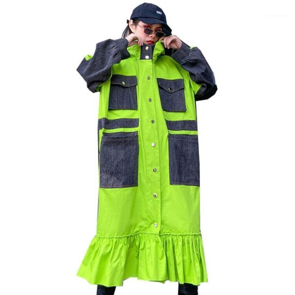 qing mo green orange women hooded coat 2020 women ruffles coat with pockets female denim patchwork loose zqy30641, Tan;black
qing mo green orange women hooded coat 2020 women ruffles coat with pockets female denim patchwork loose zqy30641, Tan;black
