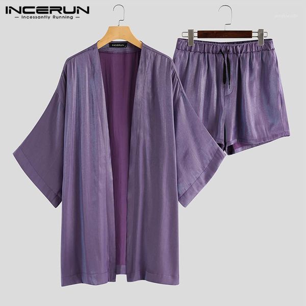 incerun men pajamas sets open stitch half sleeve casual cardigan shorts fashion homewear solid chic shiny mens nightwear sets1, Black;brown
incerun men pajamas sets open stitch half sleeve casual cardigan shorts fashion homewear solid chic shiny mens nightwear sets1, Black;brown