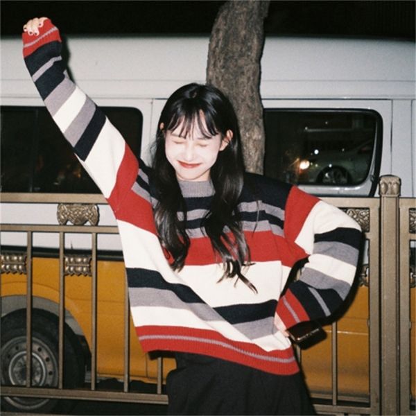 new female striped winter loose woman's knitted the neck long casual sleeve sweater knitting ladies 2dja, White;black
new female striped winter loose woman's knitted the neck long casual sleeve sweater knitting ladies 2dja, White;black