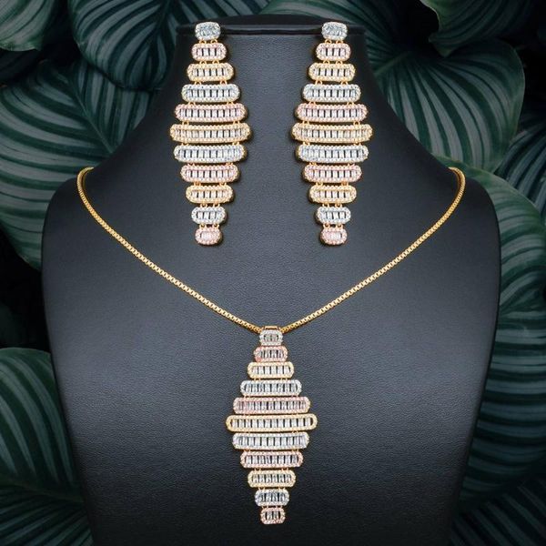 modemangel luxury ladder shape dangle 3a cubic zirconia gold color 3tones copper pendant necklace earrings women fashion jewelry, Silver
modemangel luxury ladder shape dangle 3a cubic zirconia gold color 3tones copper pendant necklace earrings women fashion jewelry, Silver