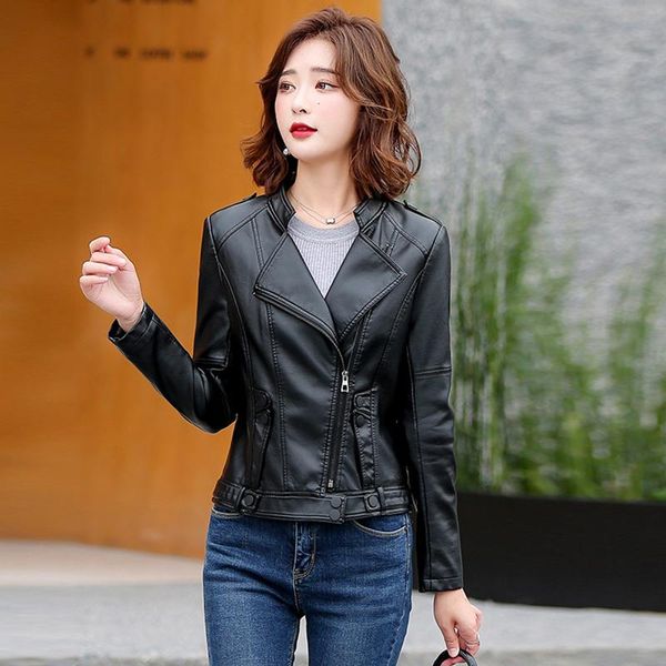 women's leather & faux jacket korean style autumn winter plus cotton turn down collar short ladies coats zipper button female outerwear, Black
women's leather & faux jacket korean style autumn winter plus cotton turn down collar short ladies coats zipper button female outerwear, Black