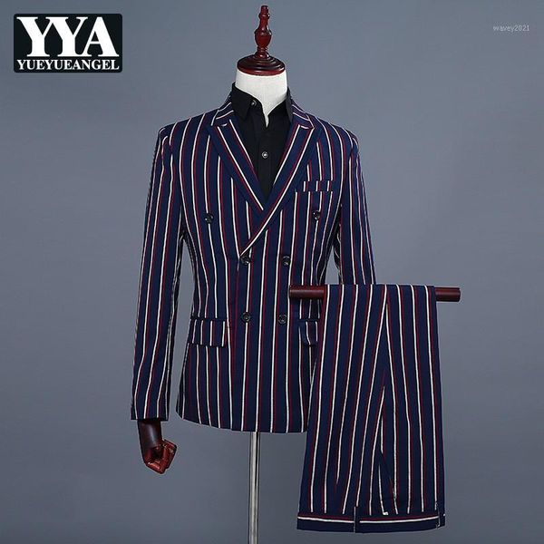 men's suits & blazers fashion slim fit suit blue stripe double breasted blazer pants 2 piece set wedding party mens business casual sui, White;black
men's suits & blazers fashion slim fit suit blue stripe double breasted blazer pants 2 piece set wedding party mens business casual sui, White;black