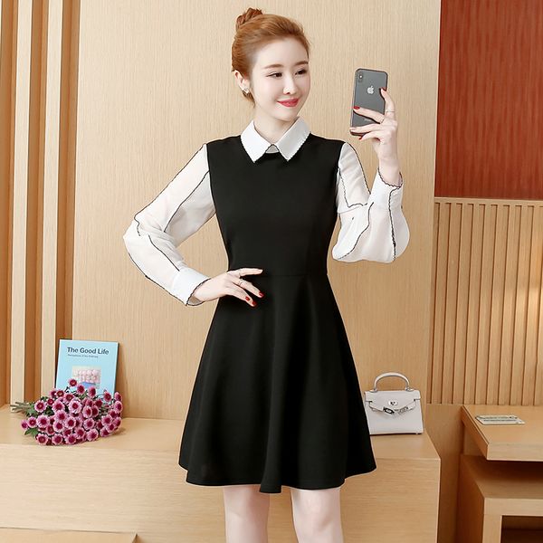 L-5XL Office Lady Stripe Patchwork Party Loose Long Sleeve Plus Size Spring Autumn White Black Elegant Woman Cocktail Dresses
L-5XL Office Lady Stripe Patchwork Party Loose Long Sleeve Plus Size Spring Autumn White Black Elegant Woman Cocktail Dresses