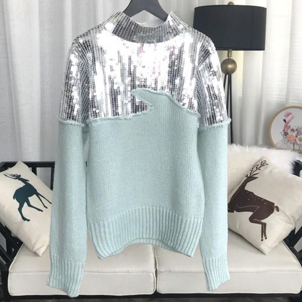 2019 women turtleneck sweaters winter sequins patchwork knit sweater casual fall long sleeve tender green pullovers sweaters1, White;black 
2019 women turtleneck sweaters winter sequins patchwork knit sweater casual fall long sleeve tender green pullovers sweaters1, White;black