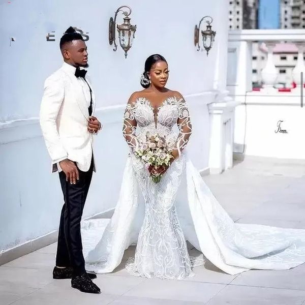 plus size mermaid 2022 wedding gowns with detachable train long sleeve beaded lace appliqued african bridal gown robe de mariée, White
plus size mermaid 2022 wedding gowns with detachable train long sleeve beaded lace appliqued african bridal gown robe de mariée, White