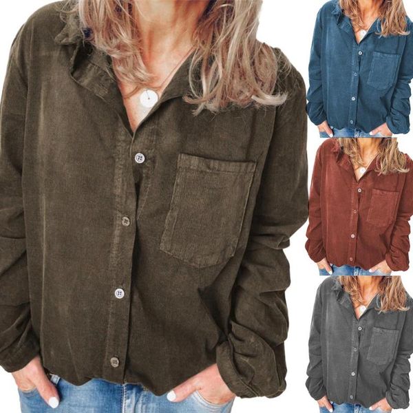 women's blouses & shirts women loose solid color corduroy shirt turn down collar long sleeve blouse womens office lady slim, White
women's blouses & shirts women loose solid color corduroy shirt turn down collar long sleeve blouse womens office lady slim, White