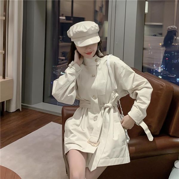 net red same stand collar work clothes bandage windbreaker women's middle and long style new fashion korean version waist closin, Tan;black
net red same stand collar work clothes bandage windbreaker women's middle and long style new fashion korean version waist closin, Tan;black
