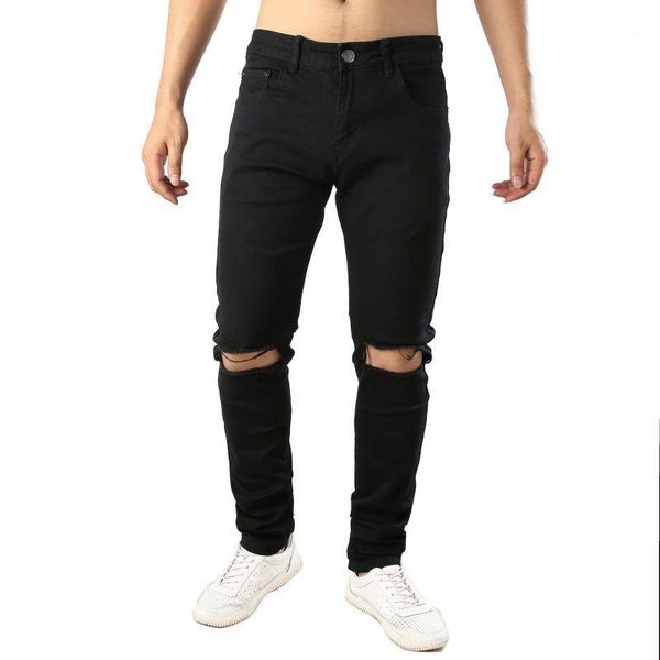 solid black stretch denim trousers streetwear elastic jeans men skinny jeans knee ripped hole destroyed distressed pencil pants1, Blue
solid black stretch denim trousers streetwear elastic jeans men skinny jeans knee ripped hole destroyed distressed pencil pants1, Blue