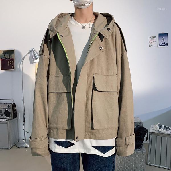 men's jackets 2021 spring and autumn youth solid color multi-pocket personality hooded jacket fashion casual shirt m-2xl1, Black;brown
men's jackets 2021 spring and autumn youth solid color multi-pocket personality hooded jacket fashion casual shirt m-2xl1, Black;brown
