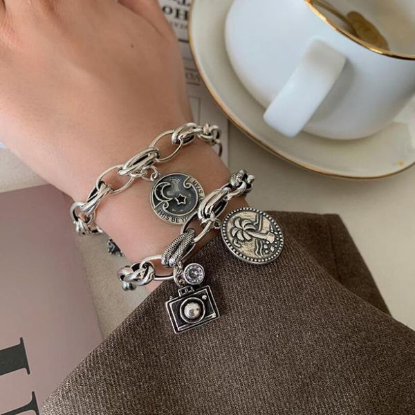 link, chain camera coconut tree stars moon round tag bracelets for women couple handmade retro trendy elegant birthday party jewelry, Black
link, chain camera coconut tree stars moon round tag bracelets for women couple handmade retro trendy elegant birthday party jewelry, Black