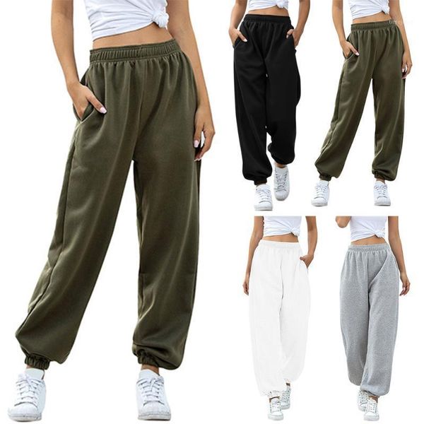 high elastic waist loose sweatpants women pure color sport joggers trousers fashion running female pants1, White;red
high elastic waist loose sweatpants women pure color sport joggers trousers fashion running female pants1, White;red