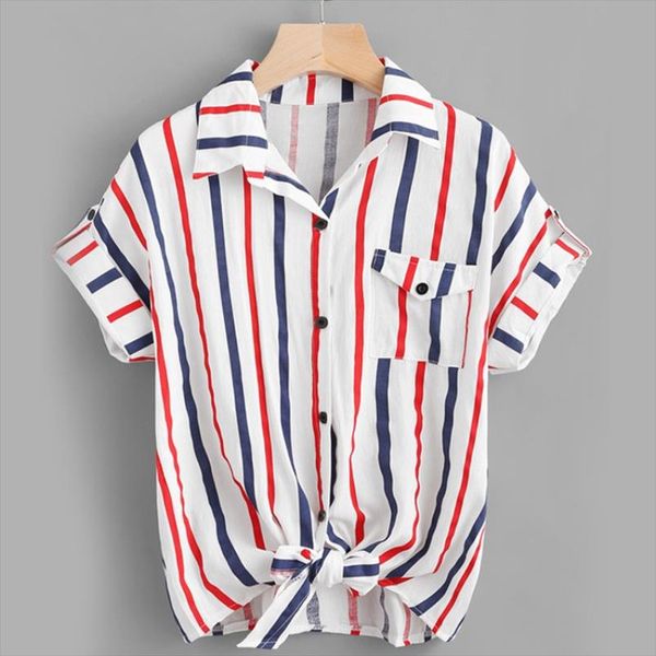 blusas mujer de moda 2019 womens blouse button pocket stripe short sleeve shirt womens and blouses women kimono, White
blusas mujer de moda 2019 womens blouse button pocket stripe short sleeve shirt womens and blouses women kimono, White
