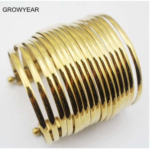 bangle punk style extra wide stainless steel multilayer bracelet golden jewelry for women, Black
bangle punk style extra wide stainless steel multilayer bracelet golden jewelry for women, Black