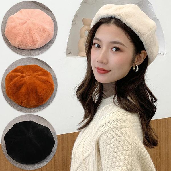 berets autumn winter beret women's hat korean style plush warm fashion retro british women painter's, Blue;gray
berets autumn winter beret women's hat korean style plush warm fashion retro british women painter's, Blue;gray