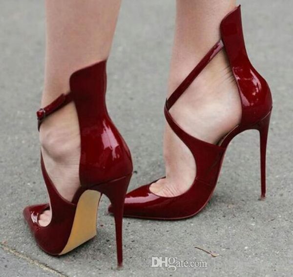 new pointed toe office lady high heels party stiletto shoes woman cross-tied burgundy patent leather womens pumps, Black
new pointed toe office lady high heels party stiletto shoes woman cross-tied burgundy patent leather womens pumps, Black
