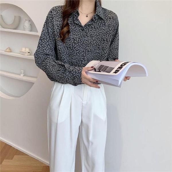 women's blouses & shirts 2021 arrival black floral women chiffon blouse office lady elegance long sleeve buttons shirt korean style t0, White
women's blouses & shirts 2021 arrival black floral women chiffon blouse office lady elegance long sleeve buttons shirt korean style t0, White