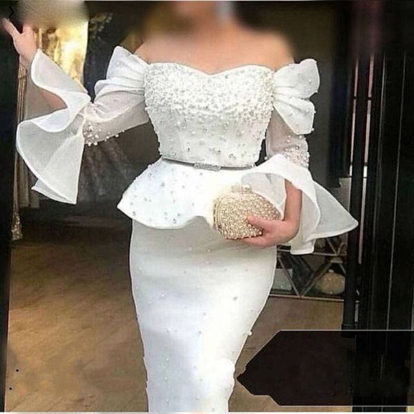 new arrival mermaid white evening dresses 2021 off the shoulder pearls dubai saudi arabic long prom gowns robes de bal, Black;red
new arrival mermaid white evening dresses 2021 off the shoulder pearls dubai saudi arabic long prom gowns robes de bal, Black;red