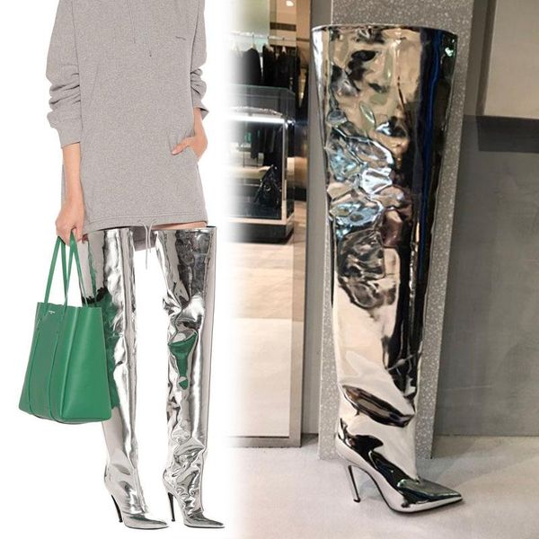2020 patent leather over the knee boots women zipper solid fashion thigh high boots pointed toe high heels zapatos de mujer, Black
2020 patent leather over the knee boots women zipper solid fashion thigh high boots pointed toe high heels zapatos de mujer, Black