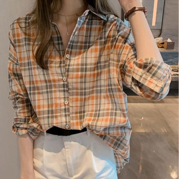 plus size women blouses long sleeve button plaids ladies shirts baggy loose cool design blouse kg-52, White
plus size women blouses long sleeve button plaids ladies shirts baggy loose cool design blouse kg-52, White