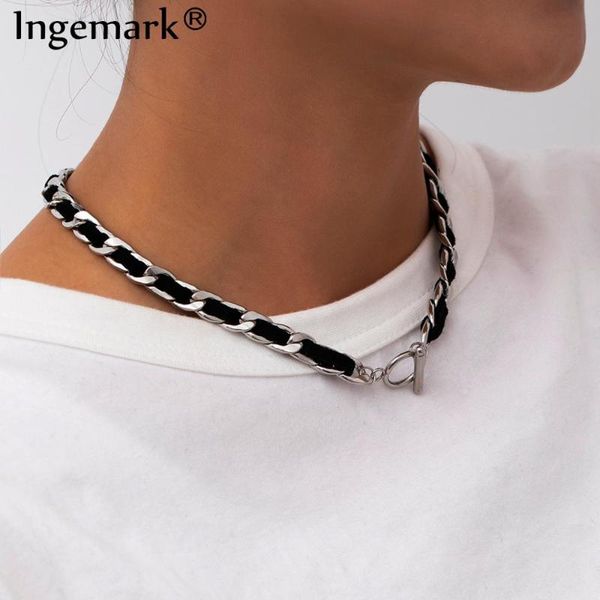 unique lariat lasso pendant choker necklace women collar vintage stainless steel black flannel lock chain aesthetic neck jewelry, Silver
unique lariat lasso pendant choker necklace women collar vintage stainless steel black flannel lock chain aesthetic neck jewelry, Silver