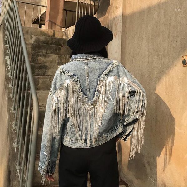 new women's loose short vintage washed tassel denim jacket 2020 spring plus size single breasted female jeans jacket streetwear1, Black;brown
new women's loose short vintage washed tassel denim jacket 2020 spring plus size single breasted female jeans jacket streetwear1, Black;brown
