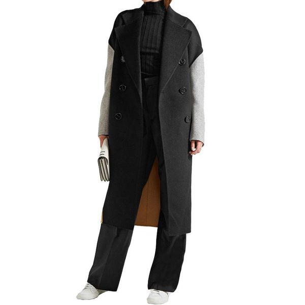 women's wool & blends women trench coat autumn winter oversize bouble breasted contrast color patchwork female overcoats holiday long l, Black
women's wool & blends women trench coat autumn winter oversize bouble breasted contrast color patchwork female overcoats holiday long l, Black