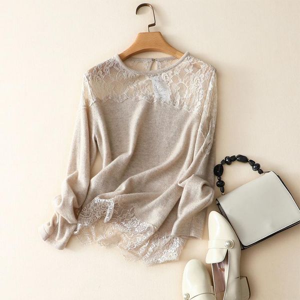 women's sweaters fall thin cashmere sweater patchwork lace o-neck & club pullovers warm womens winter, White;black
women's sweaters fall thin cashmere sweater patchwork lace o-neck & club pullovers warm womens winter, White;black