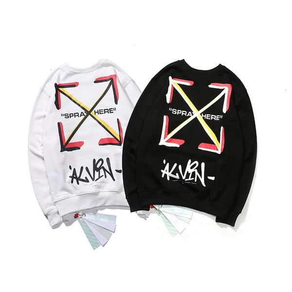 19ss spring and autumn new classic ow basic printed terry hooded round neck sweater for men and women, Black
19ss spring and autumn new classic ow basic printed terry hooded round neck sweater for men and women, Black
