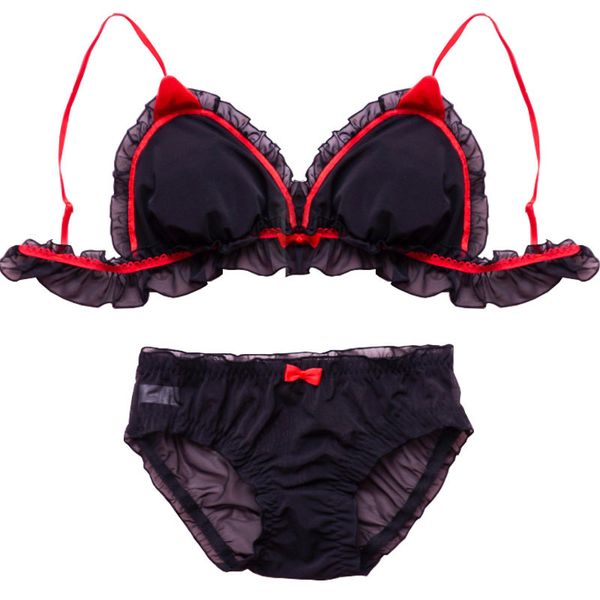 womens naughty devil chiffon cute bra and panty set for cosplay lolita japanese underwear kawaii lingerie, Red;black
womens naughty devil chiffon cute bra and panty set for cosplay lolita japanese underwear kawaii lingerie, Red;black